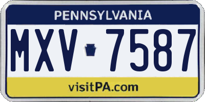 PA license plate MXV7587