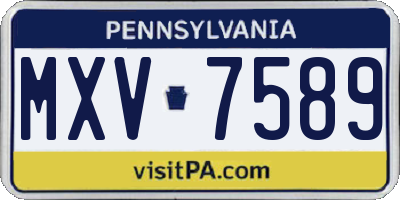 PA license plate MXV7589