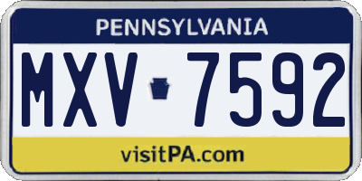PA license plate MXV7592