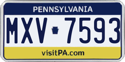 PA license plate MXV7593