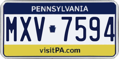 PA license plate MXV7594