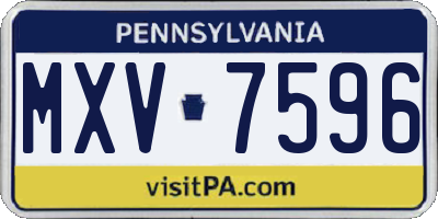 PA license plate MXV7596
