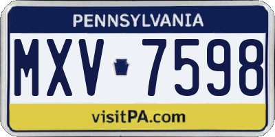 PA license plate MXV7598