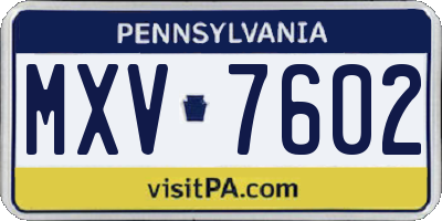 PA license plate MXV7602