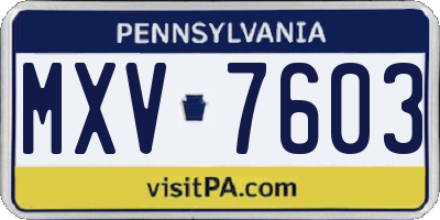 PA license plate MXV7603