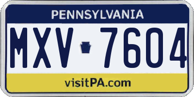 PA license plate MXV7604