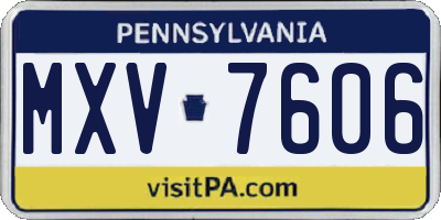 PA license plate MXV7606