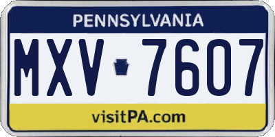 PA license plate MXV7607