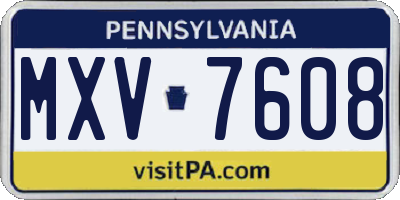 PA license plate MXV7608