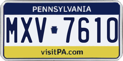 PA license plate MXV7610