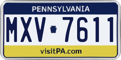PA license plate MXV7611