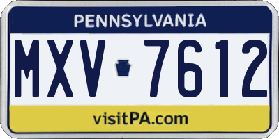 PA license plate MXV7612