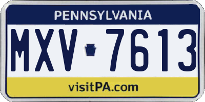 PA license plate MXV7613