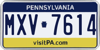 PA license plate MXV7614