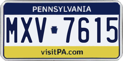PA license plate MXV7615