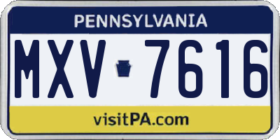 PA license plate MXV7616