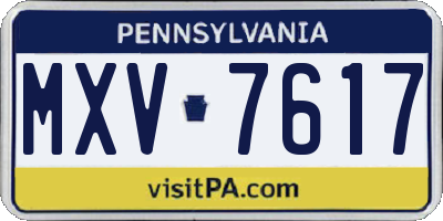 PA license plate MXV7617