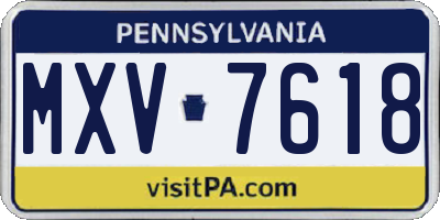 PA license plate MXV7618