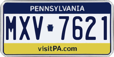 PA license plate MXV7621