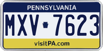 PA license plate MXV7623