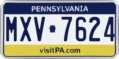 PA license plate MXV7624