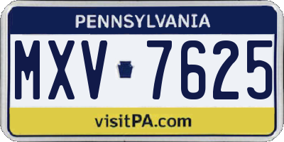 PA license plate MXV7625