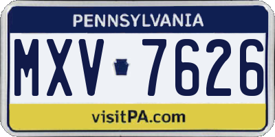 PA license plate MXV7626