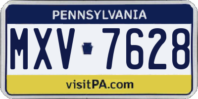 PA license plate MXV7628