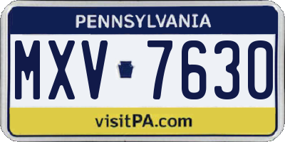 PA license plate MXV7630