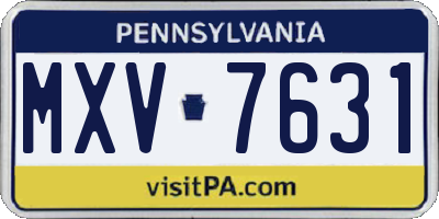 PA license plate MXV7631
