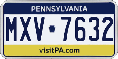 PA license plate MXV7632