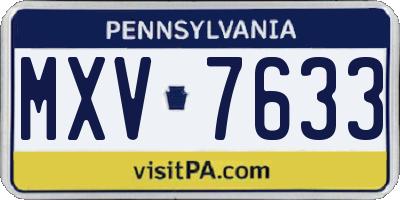 PA license plate MXV7633