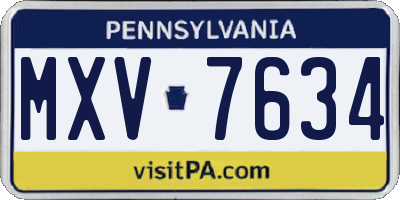 PA license plate MXV7634