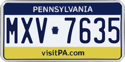 PA license plate MXV7635
