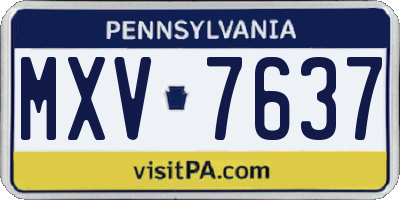 PA license plate MXV7637