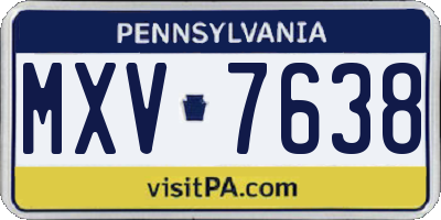 PA license plate MXV7638