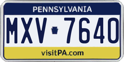 PA license plate MXV7640