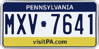 PA license plate MXV7641