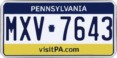 PA license plate MXV7643
