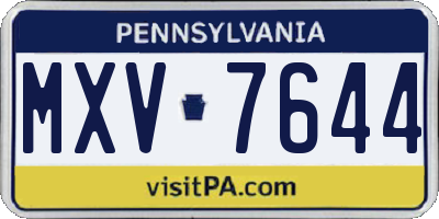 PA license plate MXV7644