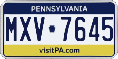 PA license plate MXV7645