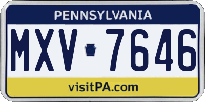 PA license plate MXV7646
