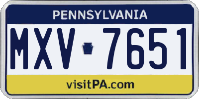 PA license plate MXV7651