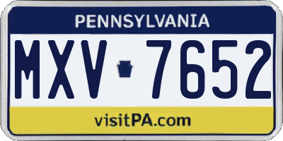 PA license plate MXV7652