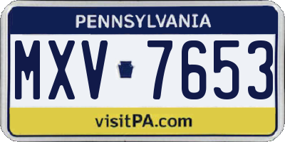 PA license plate MXV7653
