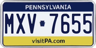 PA license plate MXV7655