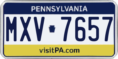 PA license plate MXV7657