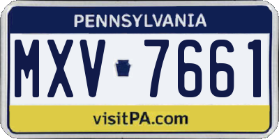 PA license plate MXV7661