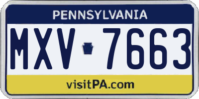 PA license plate MXV7663