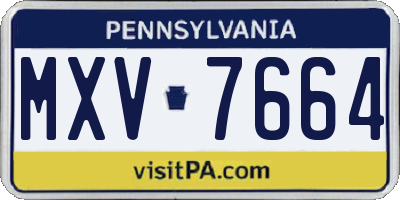 PA license plate MXV7664